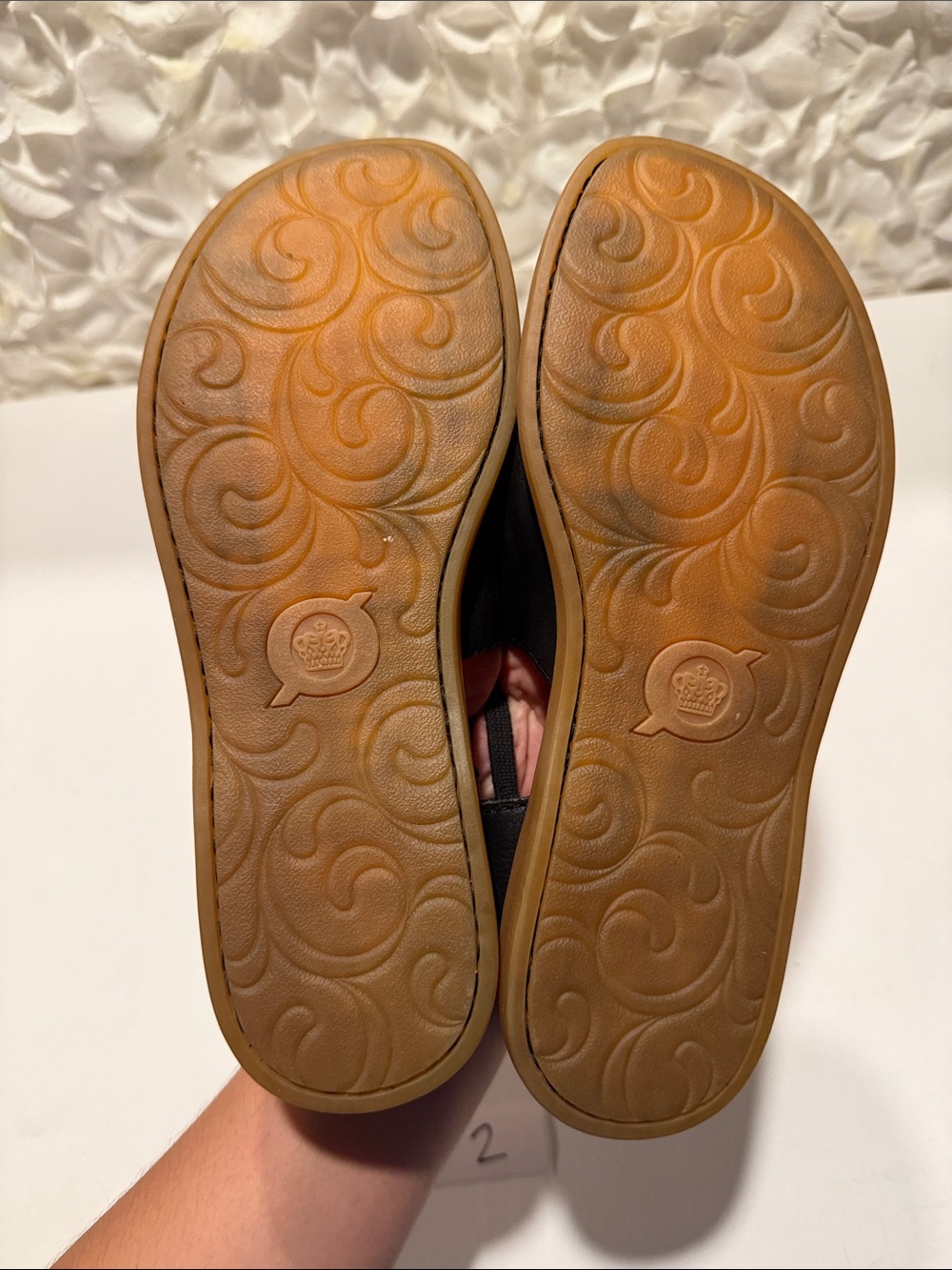 Born Black Leather Open-Toe Slingback Sandals with Tan Footbed - Picture 3 of 4